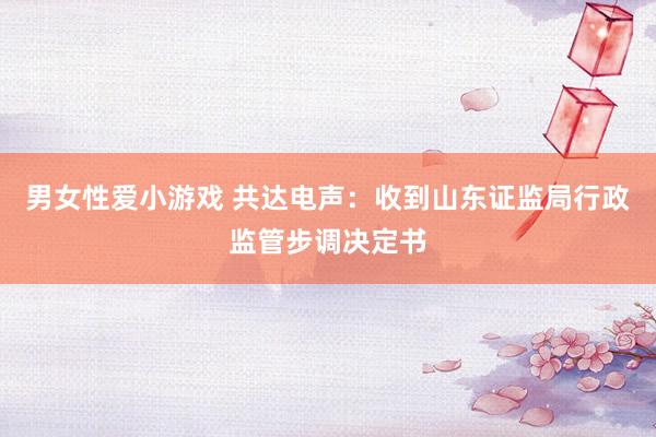 男女性爱小游戏 共达电声：收到山东证监局行政监管步调决定书