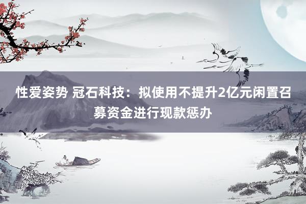 性爱姿势 冠石科技：拟使用不提升2亿元闲置召募资金进行现款惩办