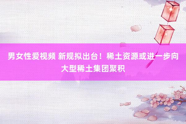 男女性爱视频 新规拟出台！稀土资源或进一步向大型稀土集团聚积